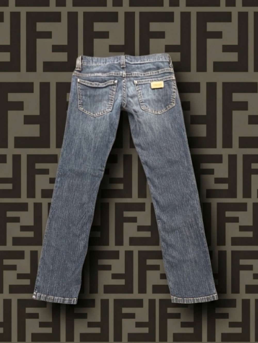 Authentic Fendi Luxury designer kids signature denim jeans sz 8